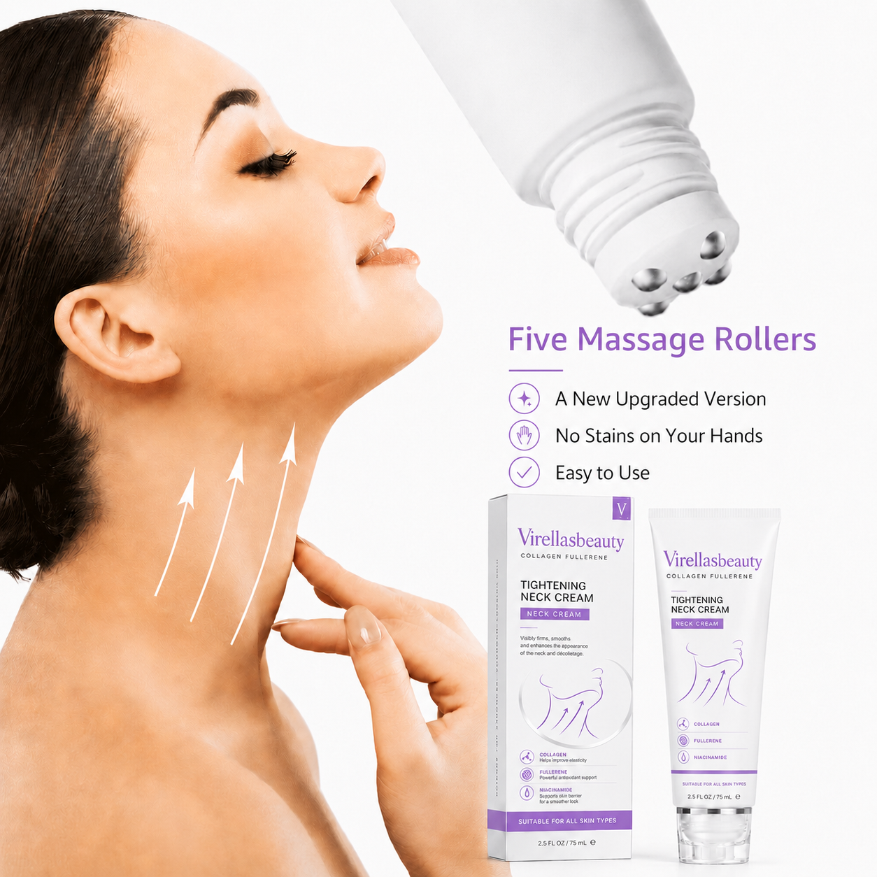✨Virellasbeauty™ Instant Neck Lift Cream  — 🧴 Infused with Retinol & Hyaluronic Acid | Firms the Neck, Reduces Wrinkles & Double Chin