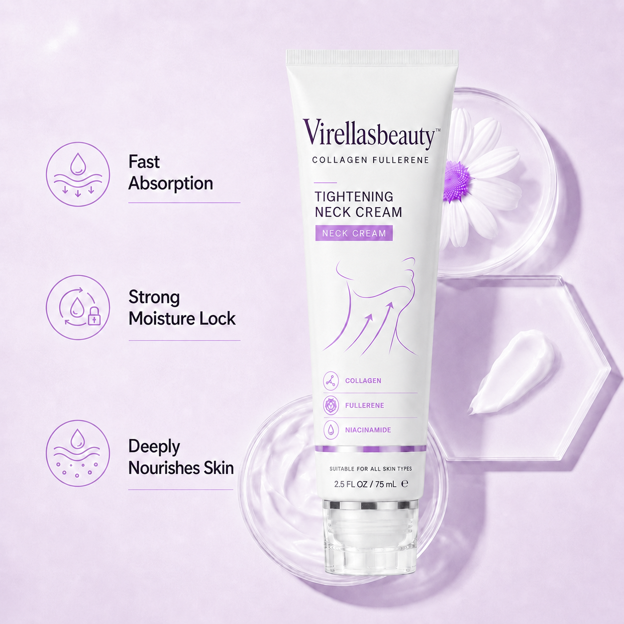 ✨Virellasbeauty™ Instant Neck Lift Cream  — 🧴 Infused with Retinol & Hyaluronic Acid | Firms the Neck, Reduces Wrinkles & Double Chin